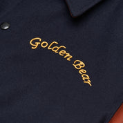 THE ALBANY ANNIVERSARY JACKET - Navy Melton Wool/Mahogany Leather Classic Fit - Golden Bear Sportswear 