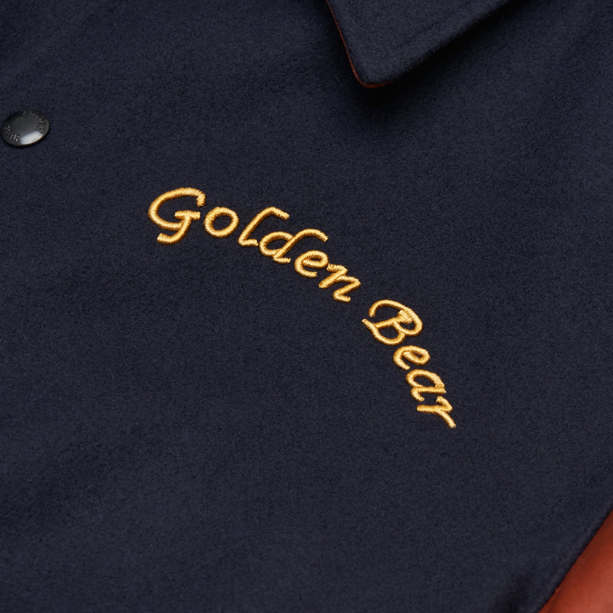 THE ALBANY ANNIVERSARY JACKET - Navy Melton Wool/Mahogany Leather Classic Fit - Golden Bear Sportswear 