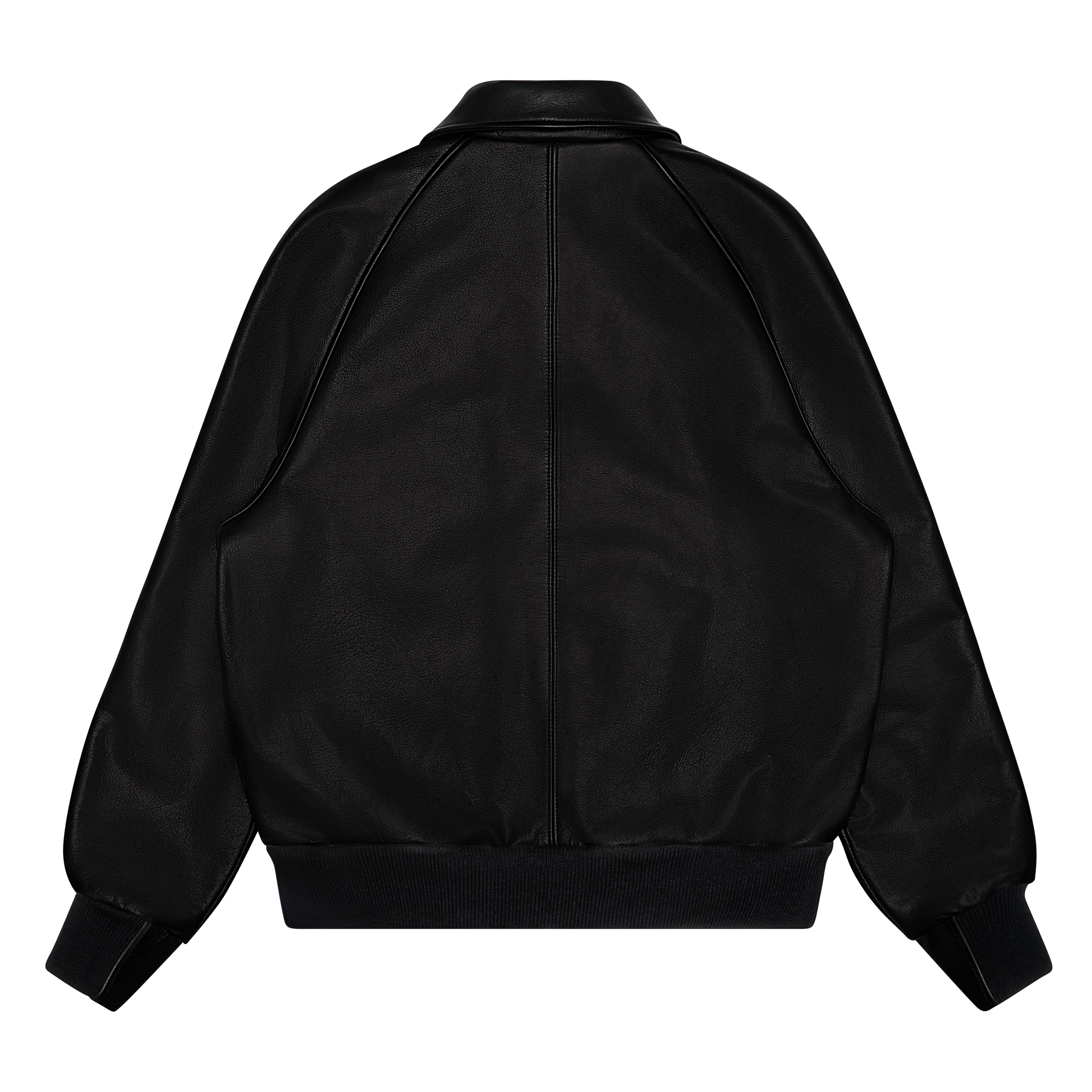 THE RIVERTON - Black Old English Leather Raglan Classic Fit Bomber - Golden Bear Sportswear 