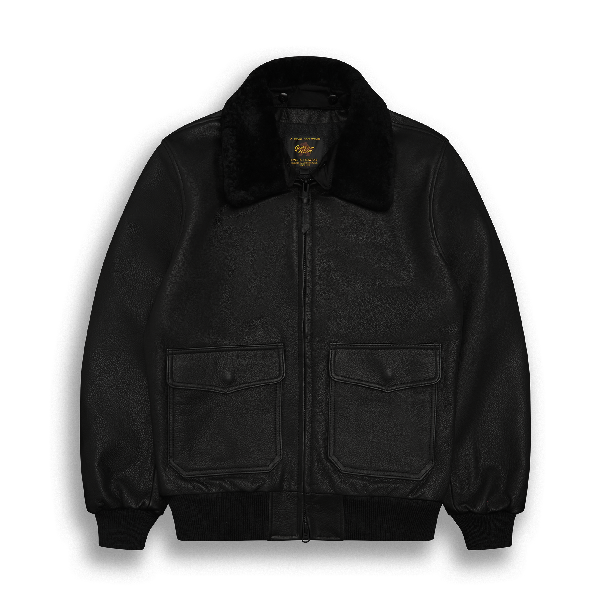 THE CARTER - Black Leather Contemporary Fit - Golden Bear Sportswear 