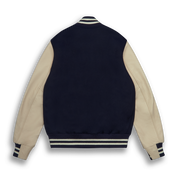 THE ALBANY - Navy Melton Wool/Stone Leather Contemporary Fit - Golden Bear Sportswear 