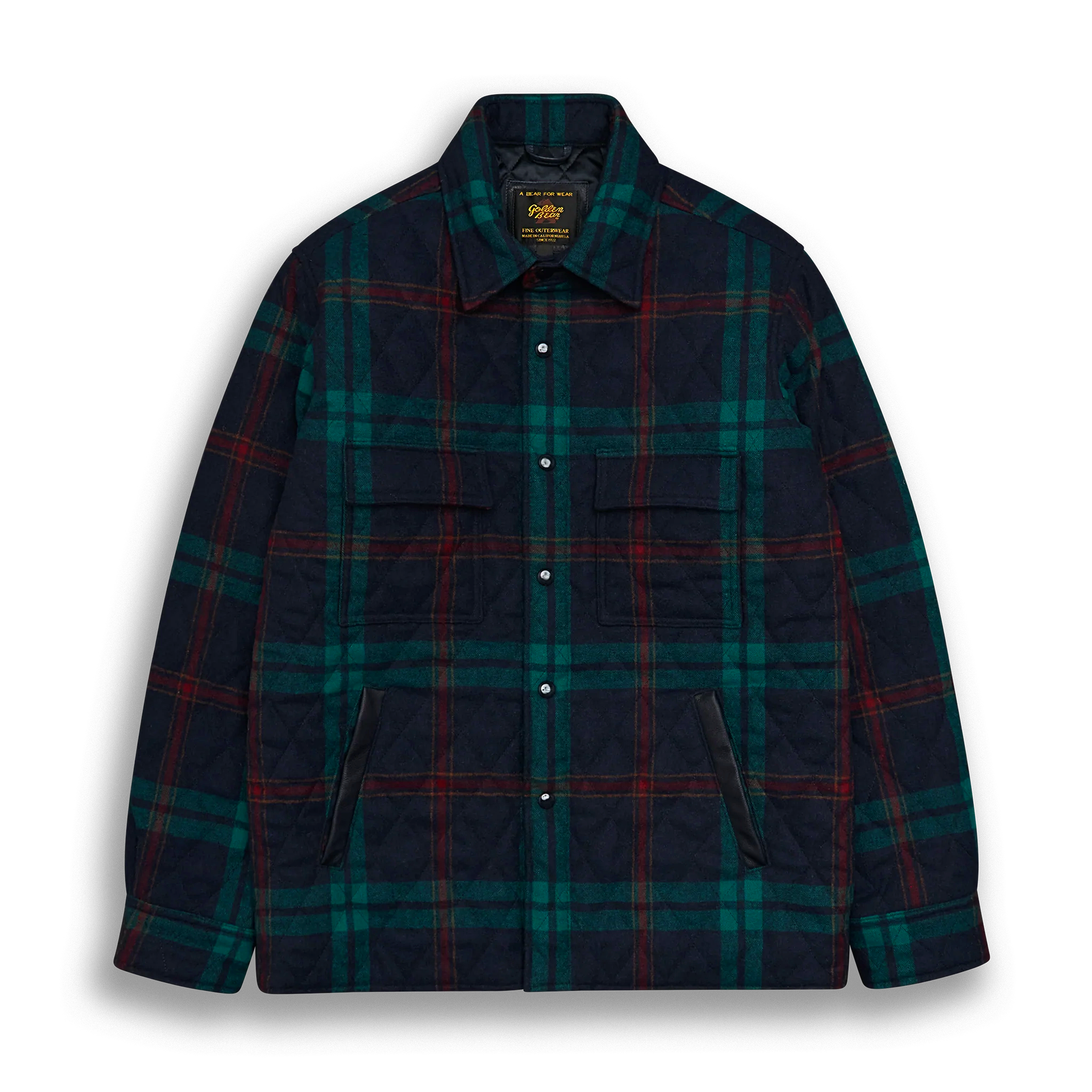 Green Quilted Plaid Wool Contemporary Fit - Golden Bear Sportswear 